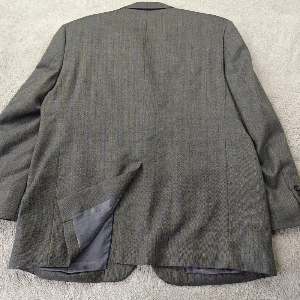 Joseph & Feiss Gold Blazer Men's 42S Grey Herringbone Striped Wool Suit Jacket